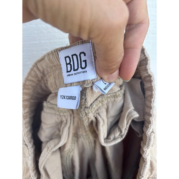 BDG Urban Outfitters Y2K Cargo Corduroy Pants Tan Beige Relaxed Fit Women's L - Picture 3 of 5